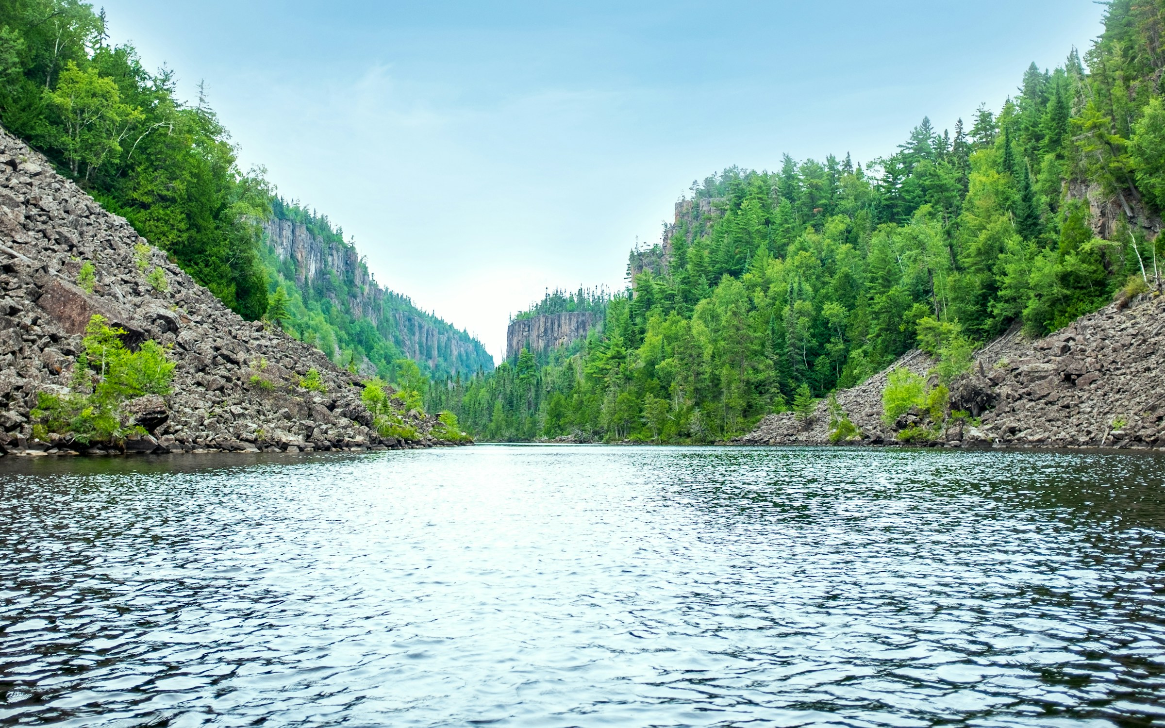 Forested northern Ontario landscape beside a lake